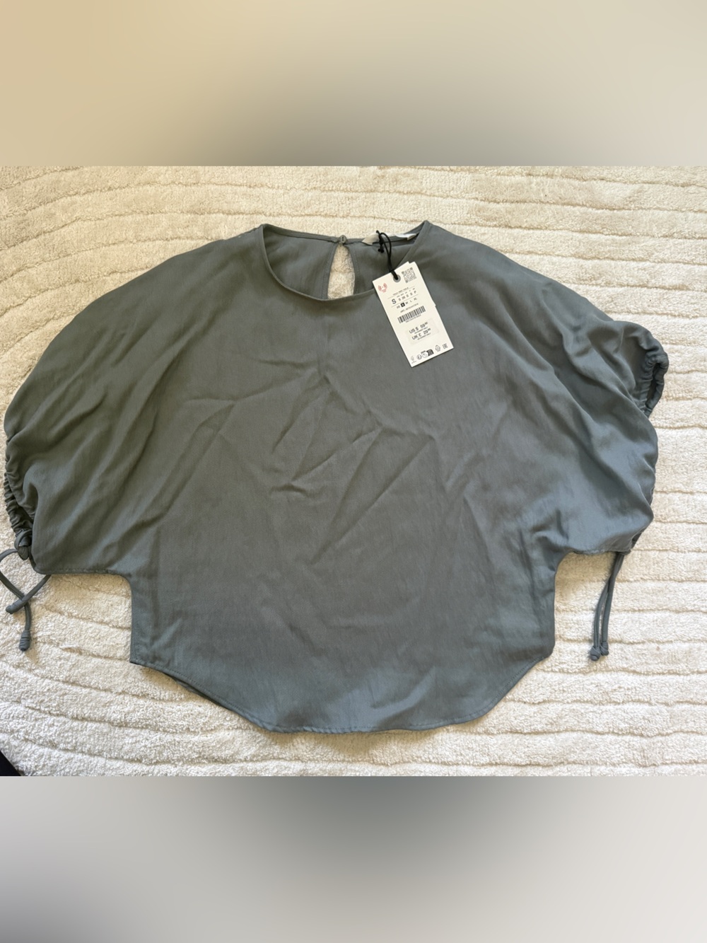 ZARA Blue Green Women's Dolman Sleeve Top Size S